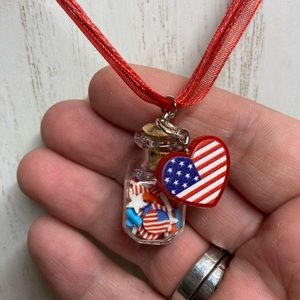 Red, white and blue USA necklace